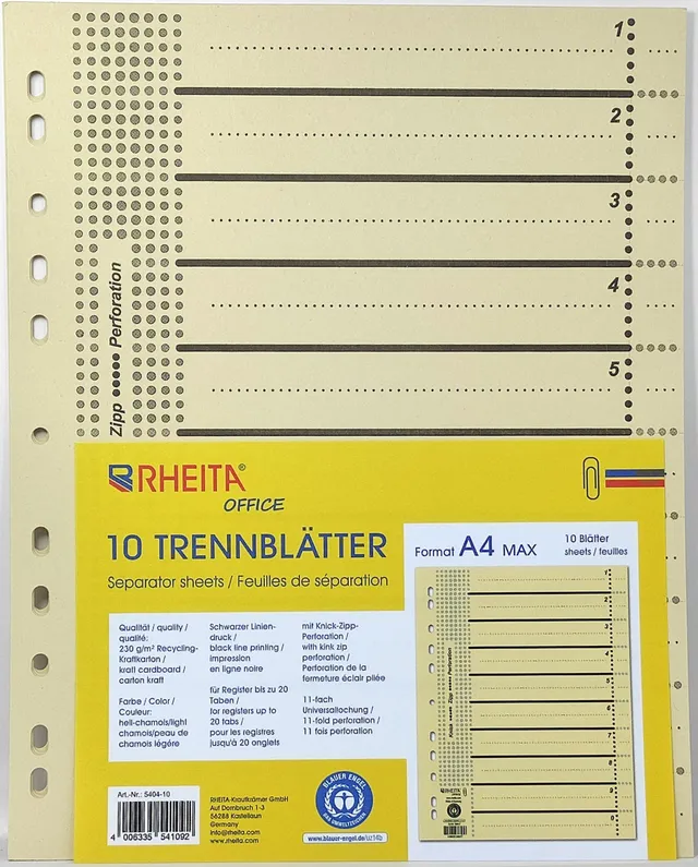 rheita-trennbl-tter-din-a4xl-230-g-m-recycling-10-st-ck-hell-chamois image 1