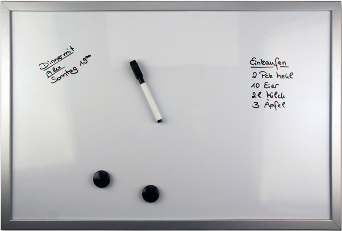 rheita-magnet-memo-board-40-x-30-cm-wei-silber-mit-marker image 1