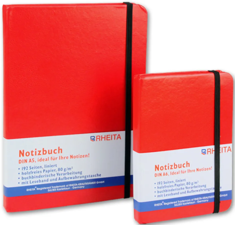 rheita-notizbuch-a5-liniert-96-blatt-rot-mit-gummizug image 1