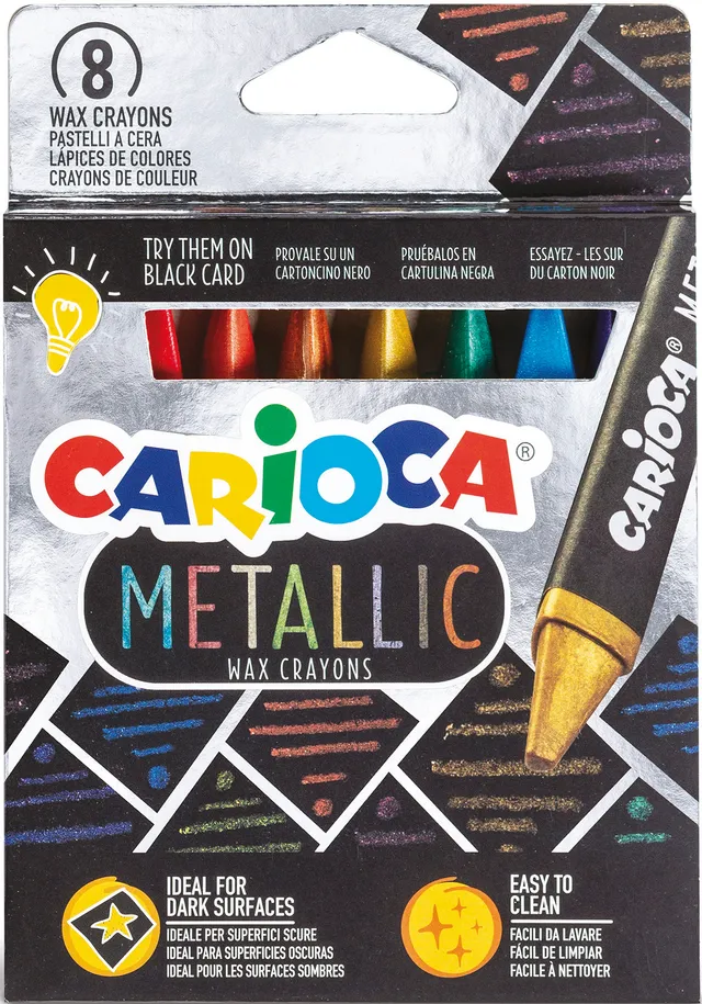 carioca-metallic-wachsmaler-8-farben-f-r-schwarze-untergr-nde image 1