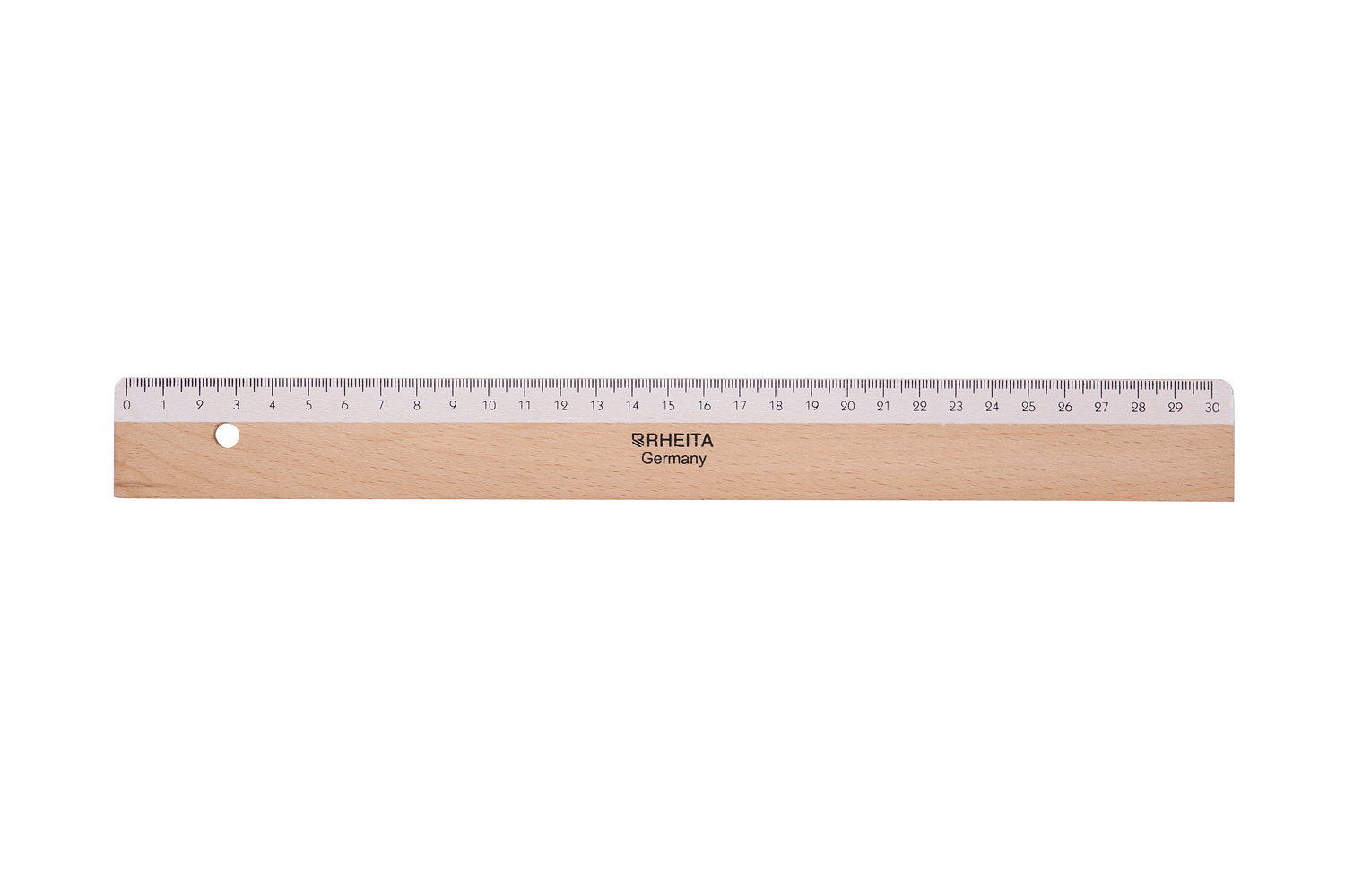 rheita-holzlineal-30-cm-natur-wei-mit-tuschekante-und-facette image 1