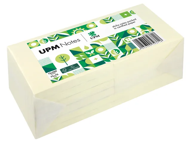 rheita-upm-notes-haftnotizen-gelb-75-x-75-mm-12-bl-cke-100-blatt image 1