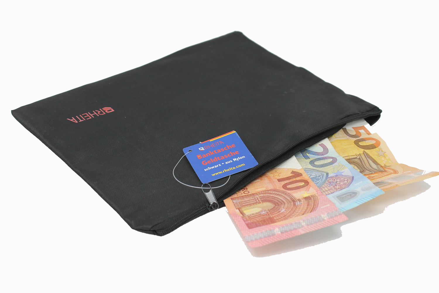 rheita-geldtasche-banktasche-aus-nylon-mit-rei-verschluss-schwarz-250-x-185-mm image 1