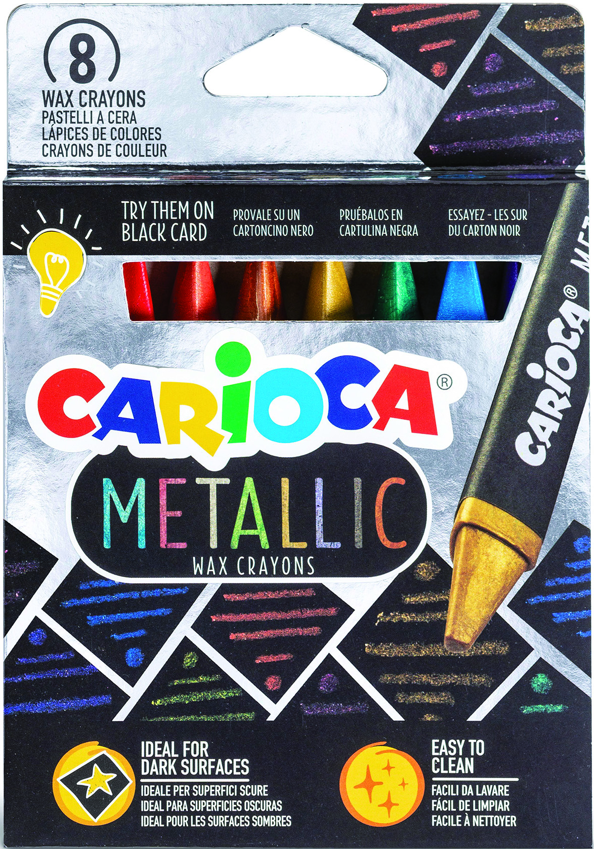 carioca-metallic-wachsmaler-8-farben-f-r-schwarze-untergr-nde image 1
