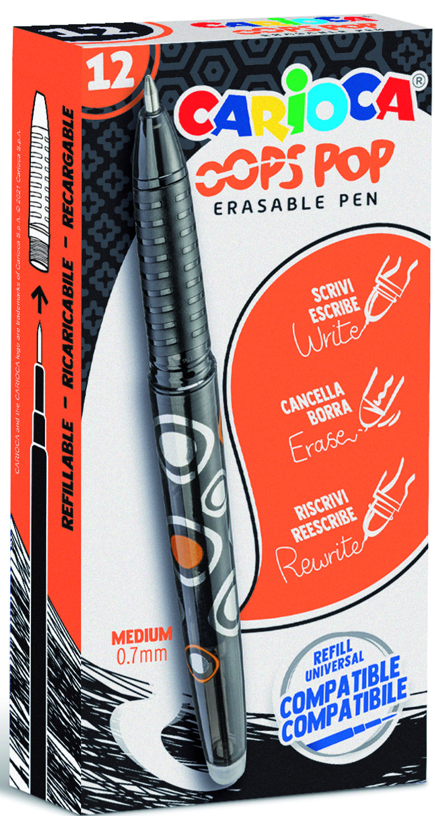carioca-oops-pop-radierbarer-tintenroller-schwarz-0-7mm-12-st-ck image 1