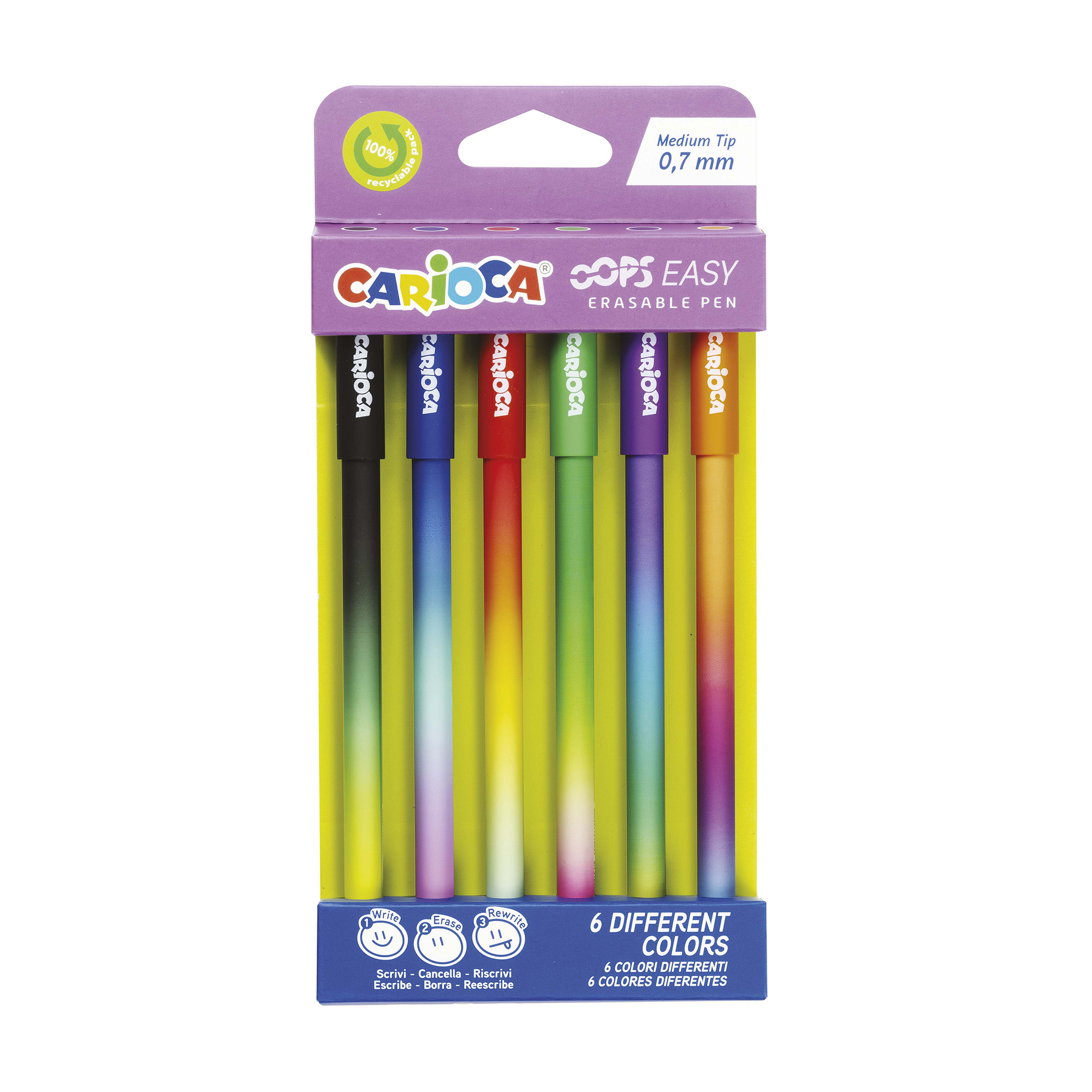 carioca-easy-radierbarer-tintenroller-0-7mm-6er-set-mehrfarbig image 1