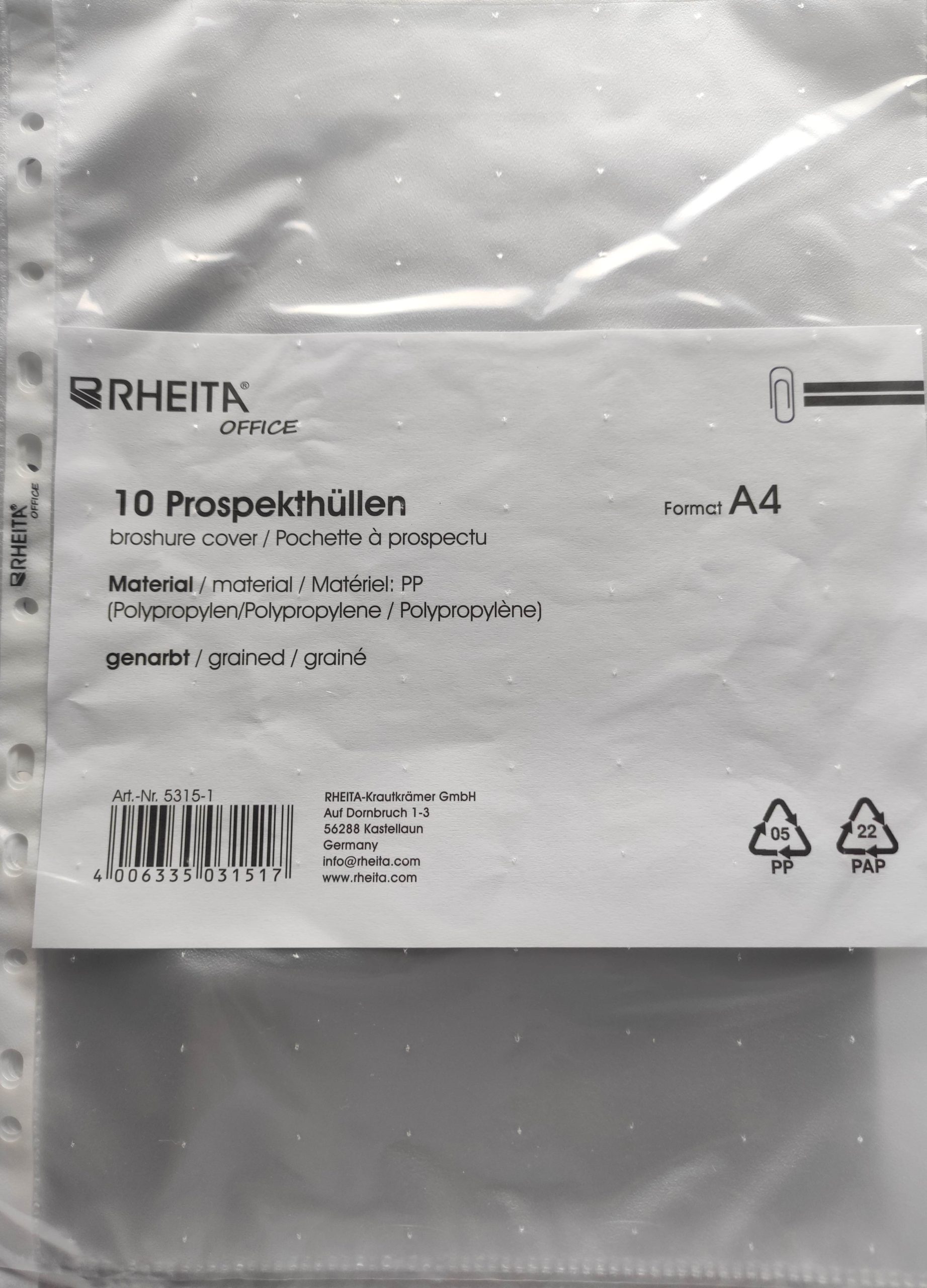 rheita-pp-prospekth-lle-din-a4-genarbt-50-10-st-ck-transparent image 1