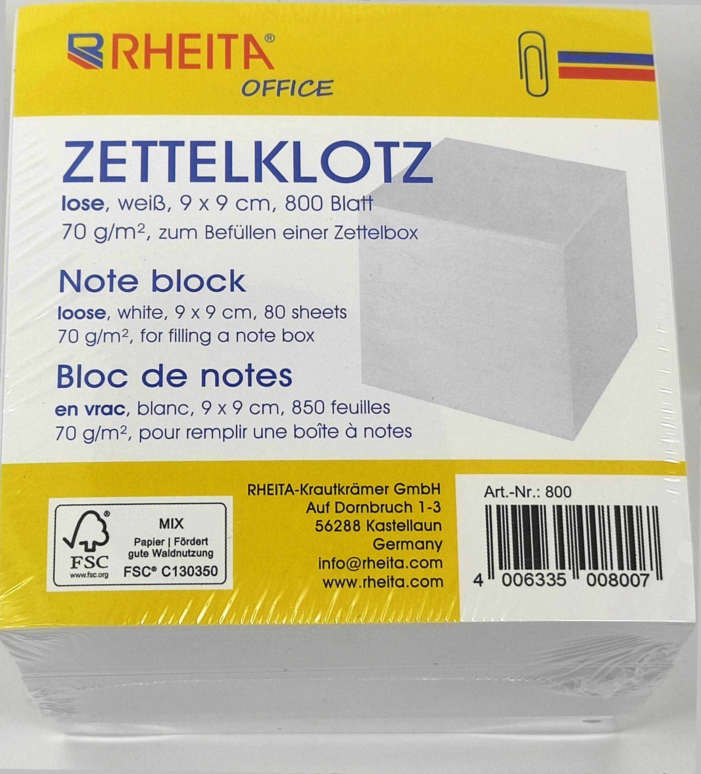 rheita-zettelklotz-wei-9-x-9-cm-800-blatt-notizzettel image 1