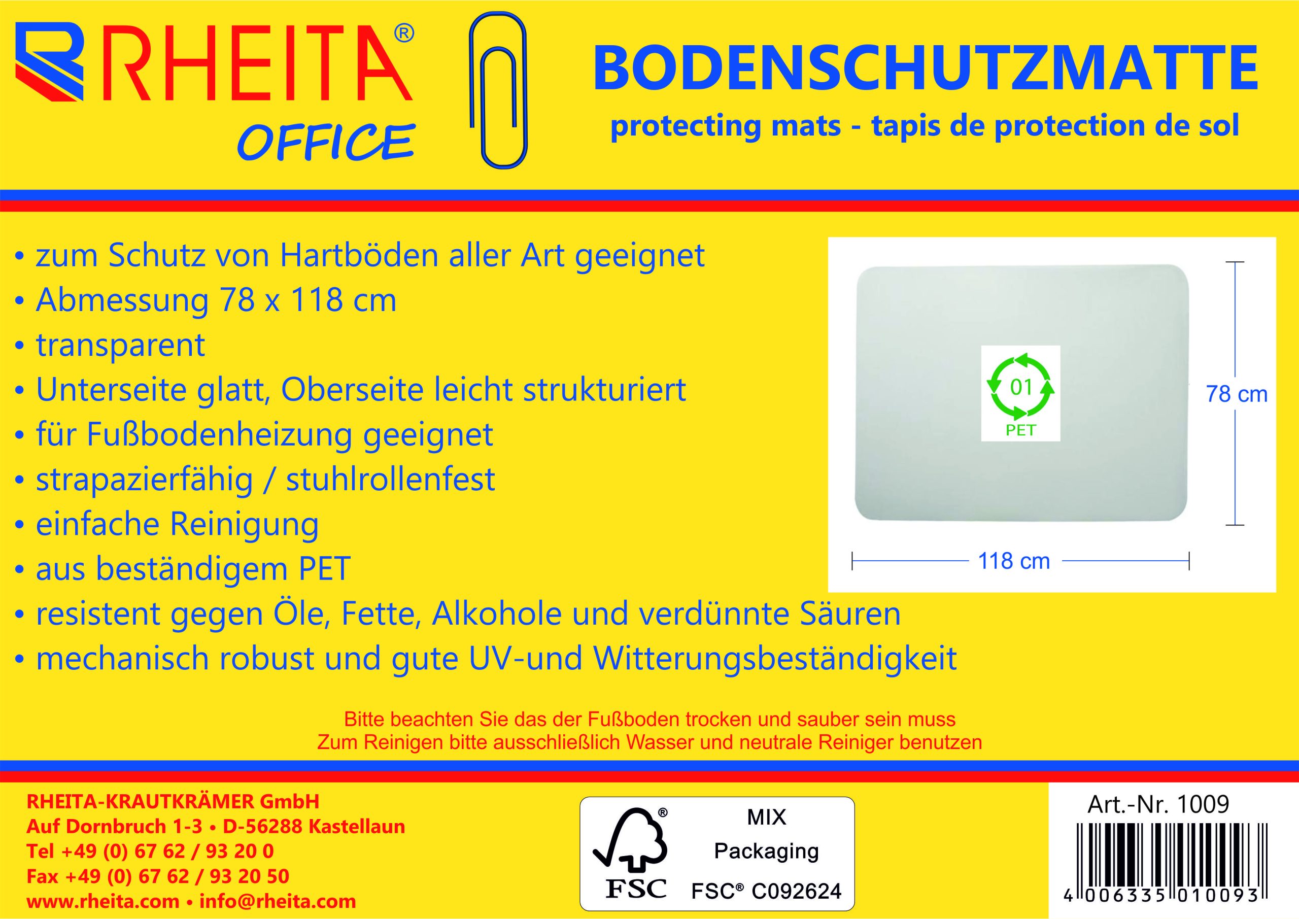 rheita-bodenschutzmatte-transparent-78-x-118-cm-pet-f-r-hartb-den image 1