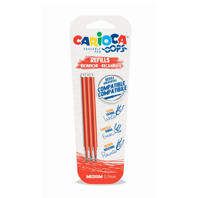 rheita-carioca-oops-refill-radierbare-ersatzminen-tintenroller-3er-rot-0-7mm image 1