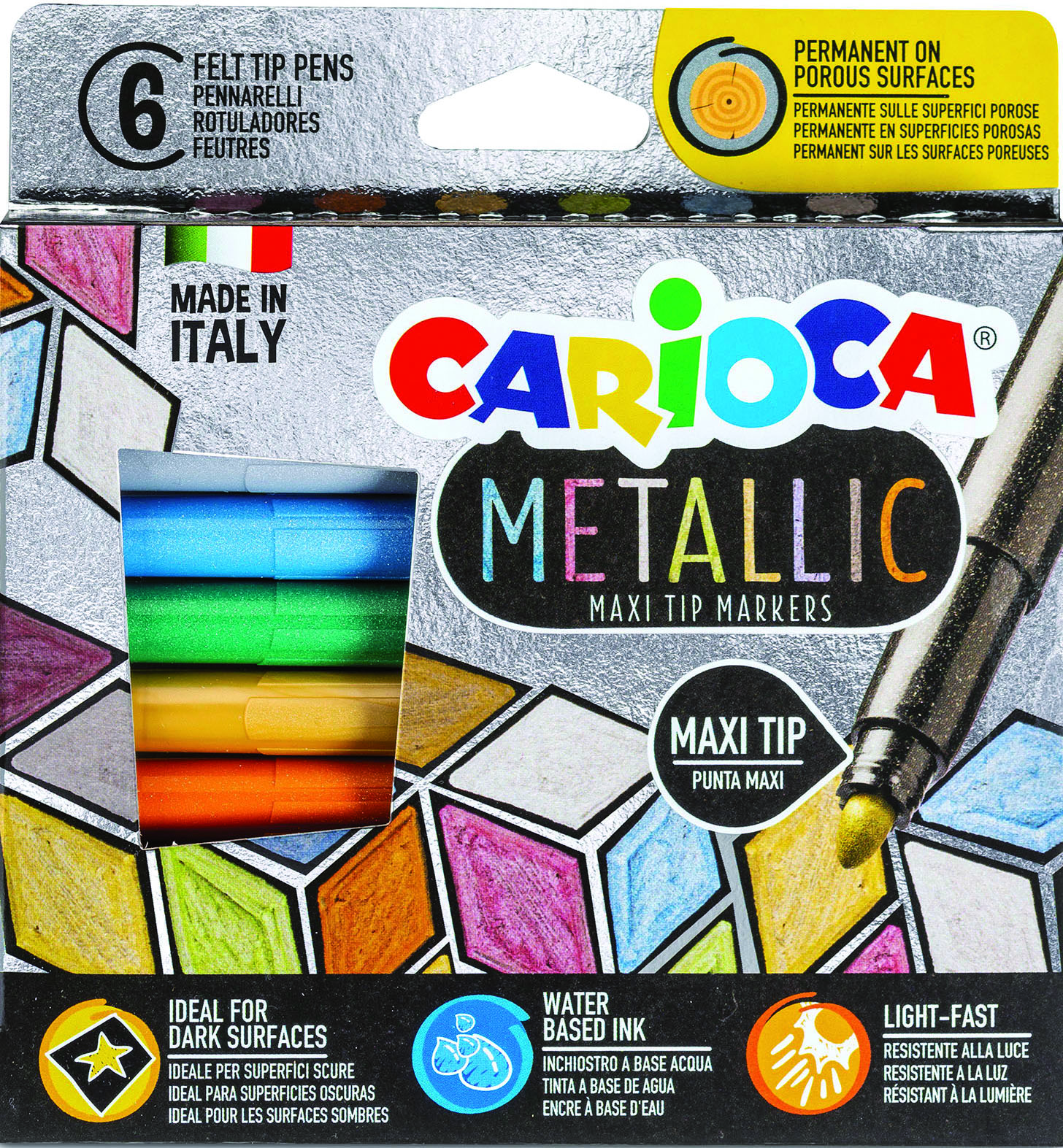 rheita-carioca-metallic-fasermaler-6-st-ck-wasserbasiert-lichtecht image 1