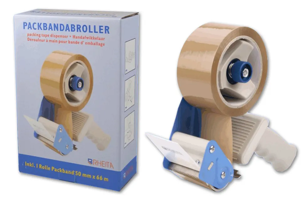 rheita-abroller-f-r-packb-nder-metall-inkl-1-rolle-packband-braun-50-mm-x-66-m image 1
