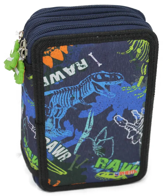 rheita-tripledecker-sch-leretui-52-teilig-motiv-dino-blau-gr-n image 1
