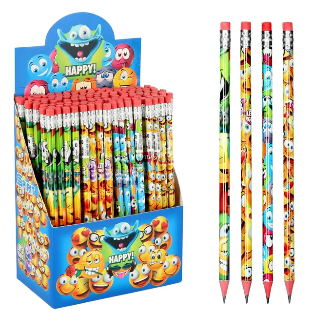 gataric-display-smily-144-bleistifte-hb-mit-radiergummi-farbsortiert image 1