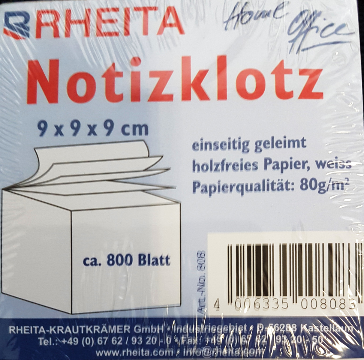 rheita-notizklotz-wei-9-0-x-9-0-cm-850-blatt-80g-m-einseitig-geleimt image 1