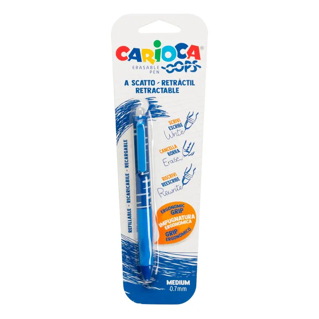 carioca-oops-klick-radierbarer-tintenroller-blau-0-7-mm-blister image 1