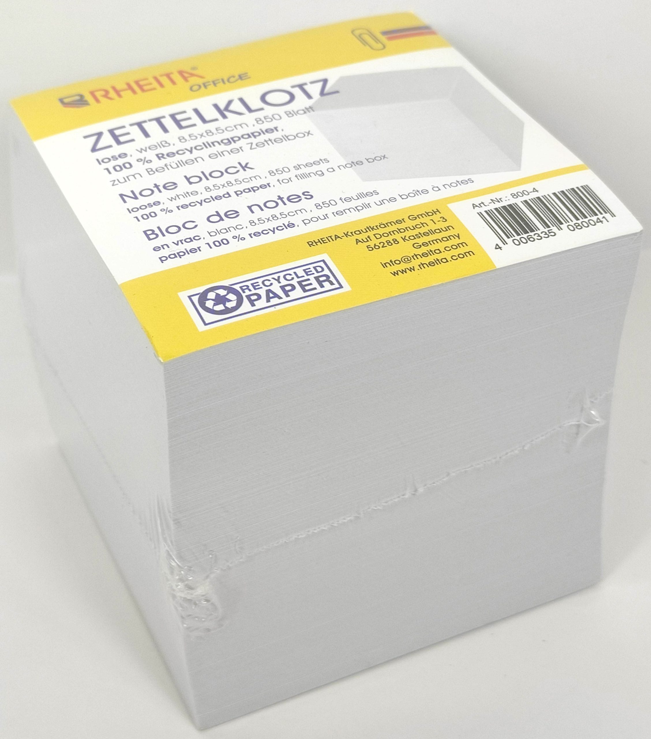 rheita-zettelklotz-lose-8-5x8-5-cm-850-blatt-recycling-wei-70g-m image 2
