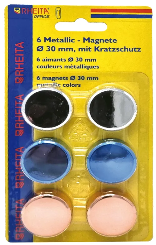 rheita-magnete-metallic-30-mm-rund-6-st-ck-in-silber-blau-kupfer image 1