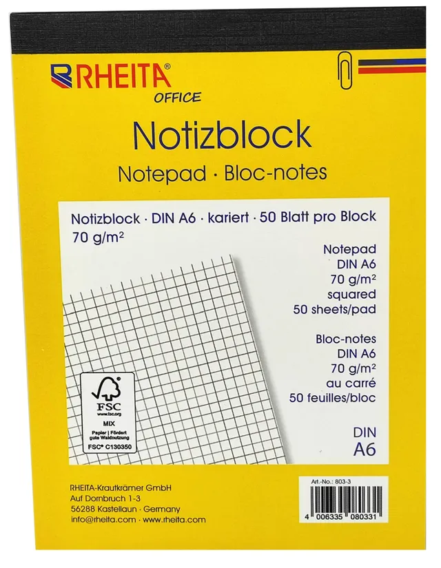 rheita-notizbl-cke-a6-kariert-4er-pack-50-blatt-fsc image 1