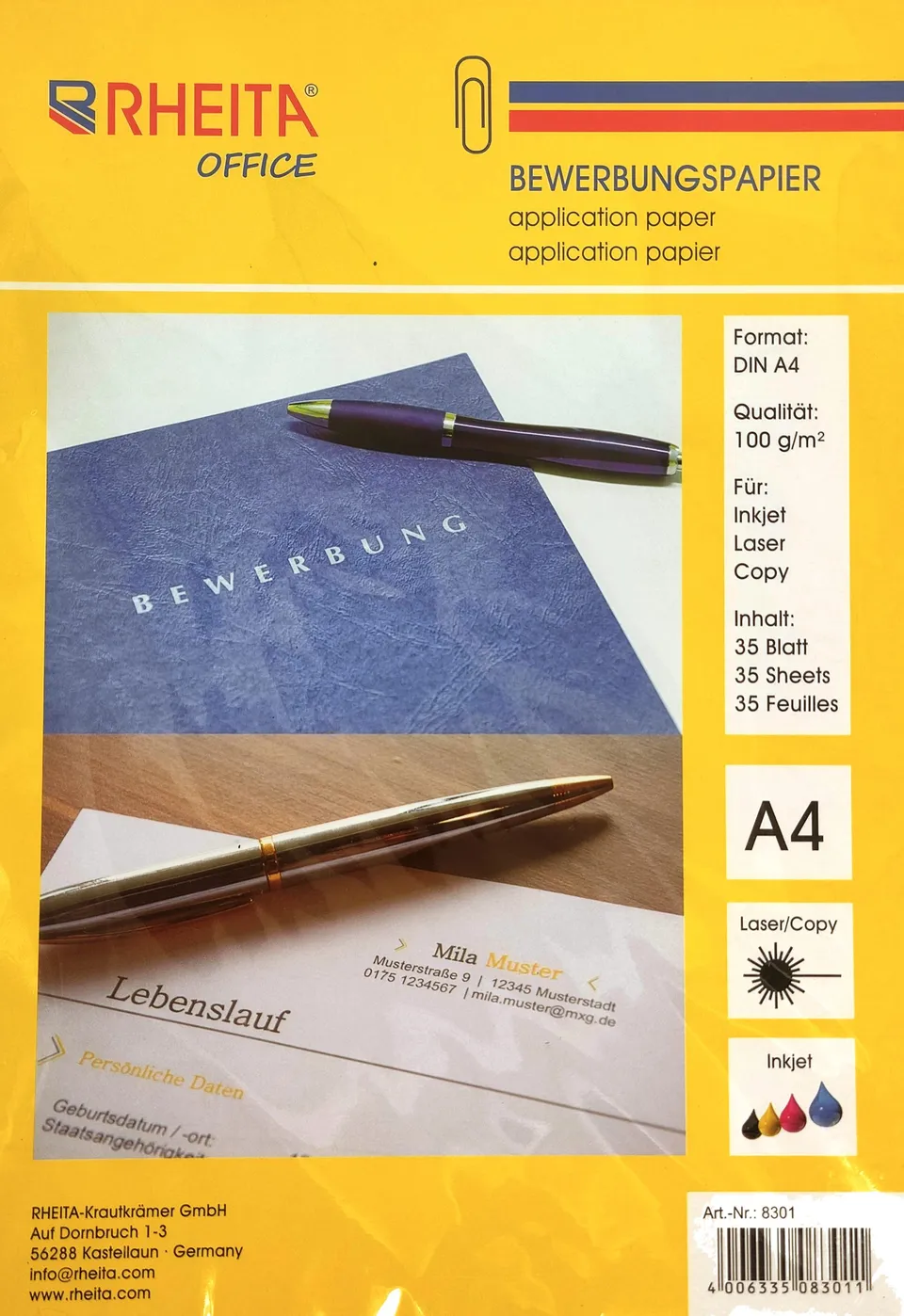 rheita-bewerbungspapier-a4-100g-m-35-blatt-hochwei image 1
