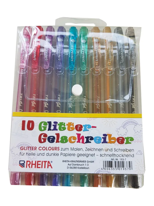 rheita-glitter-gelschreiber-schnelltrocknend-10-st-ck-im-kunststoff-etui image 1