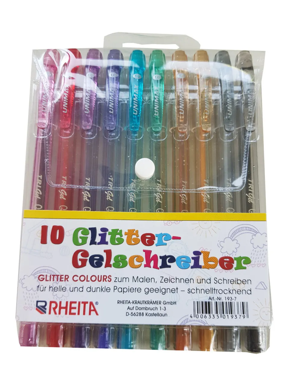 rheita-glitter-gelschreiber-schnelltrocknend-10-st-ck-im-kunststoff-etui image 1