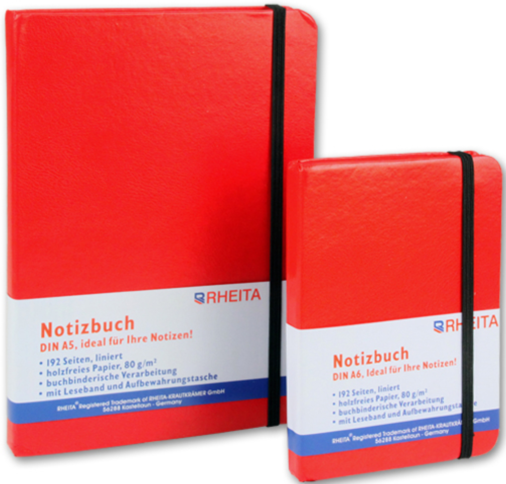 rheita-notizbuch-a5-liniert-96-blatt-rot-mit-gummizug image 1