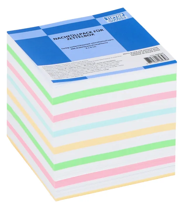 gataric-nachf-llpack-f-r-zettelbox-9-x-9-cm-900-blatt-wei-farbig-einseitig-gelei image 1