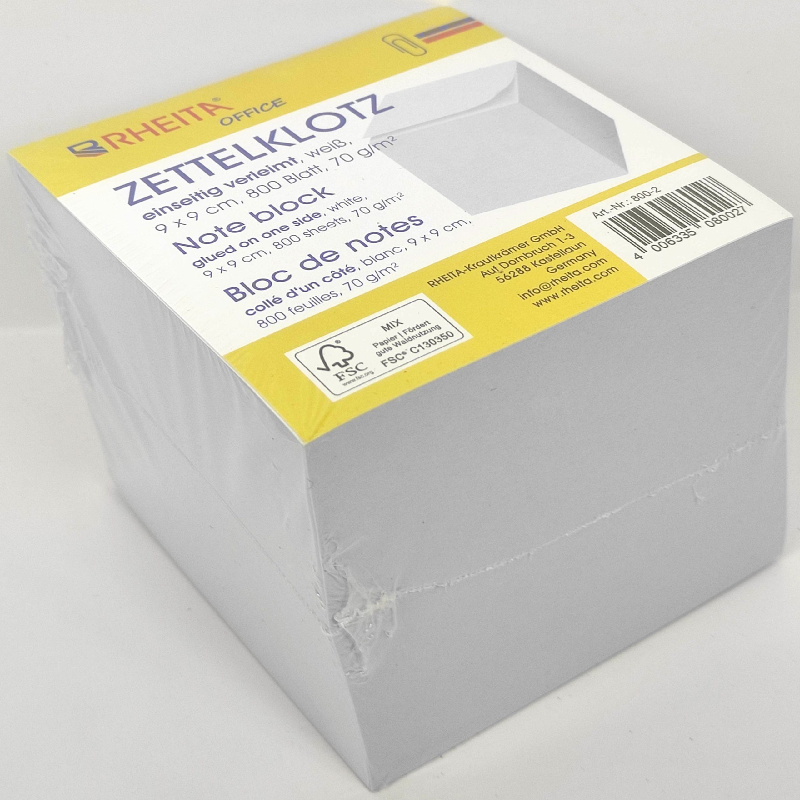 rheita-zettelklotz-9-x-9-cm-800-blatt-wei-70g-m-fsc image 2