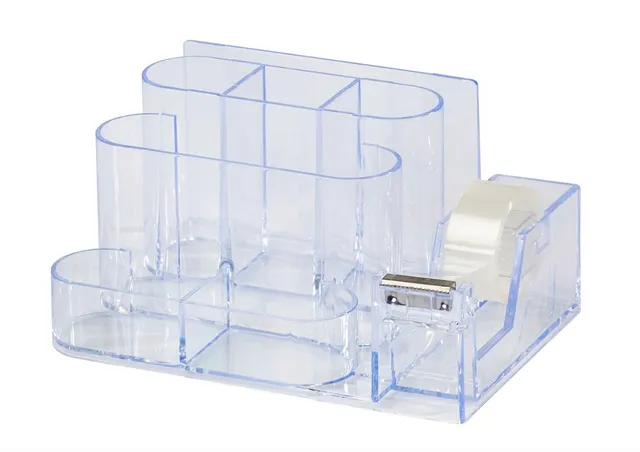rheita-schreibtischorganizer-transparent-mit-klebefilmabroller-inkl-rolle image 1