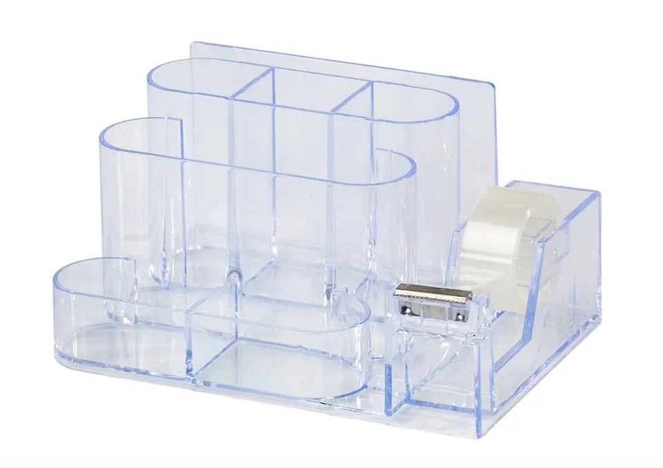 rheita-schreibtischorganizer-transparent-mit-klebefilmabroller-inkl-rolle image 1