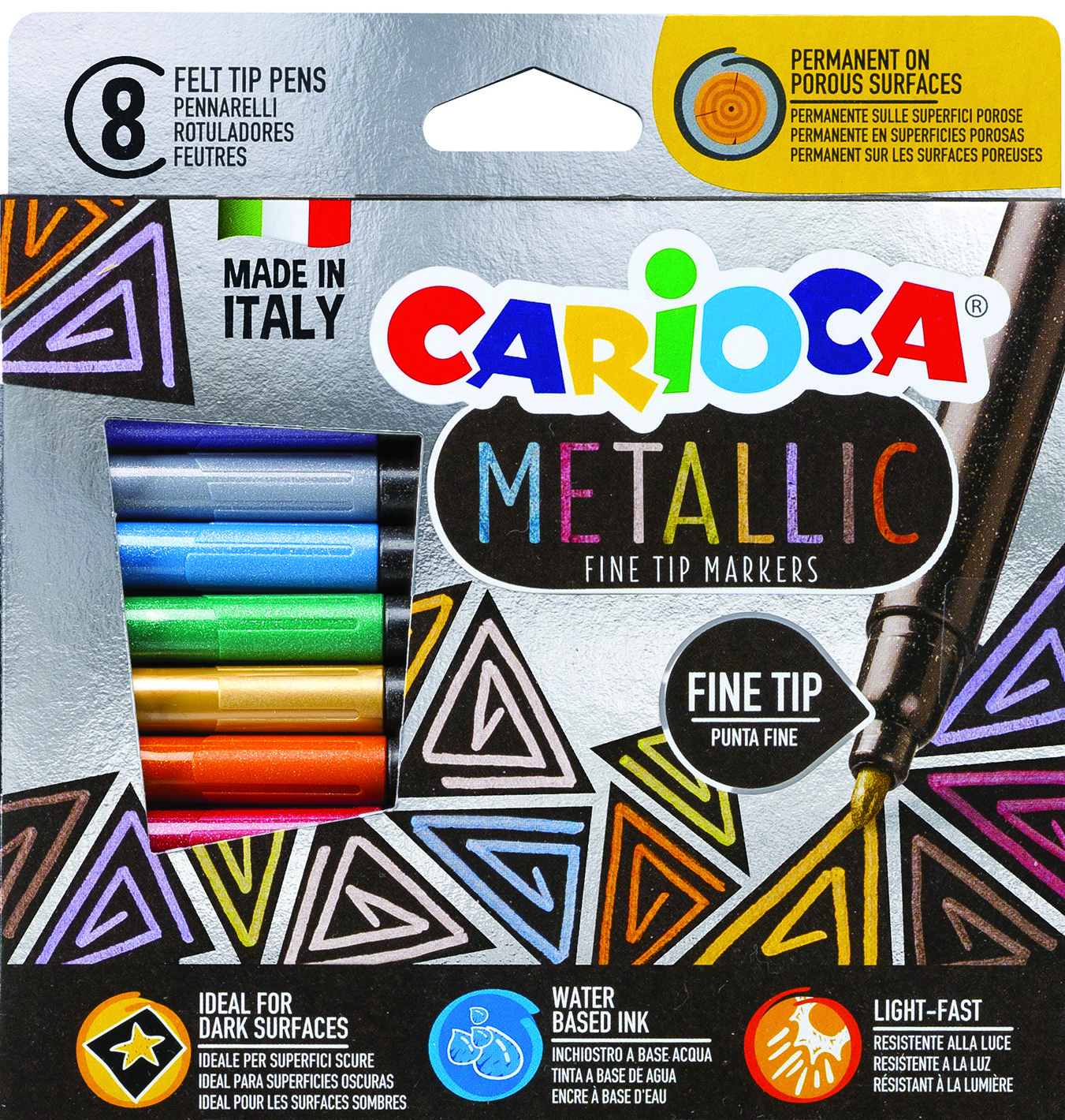 rheita-carioca-metallic-fasermaler-8-st-ck-schmale-spitze-mehrfarbig image 1
