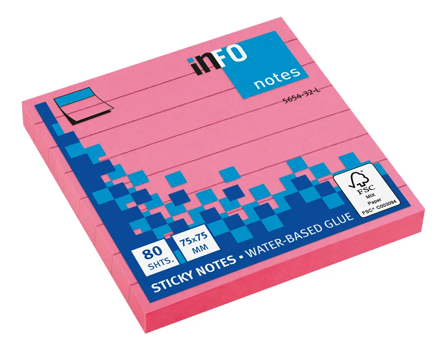 rheita-haftnotizen-brillantpink-liniert-75x75-mm-12x80-blatt image 1