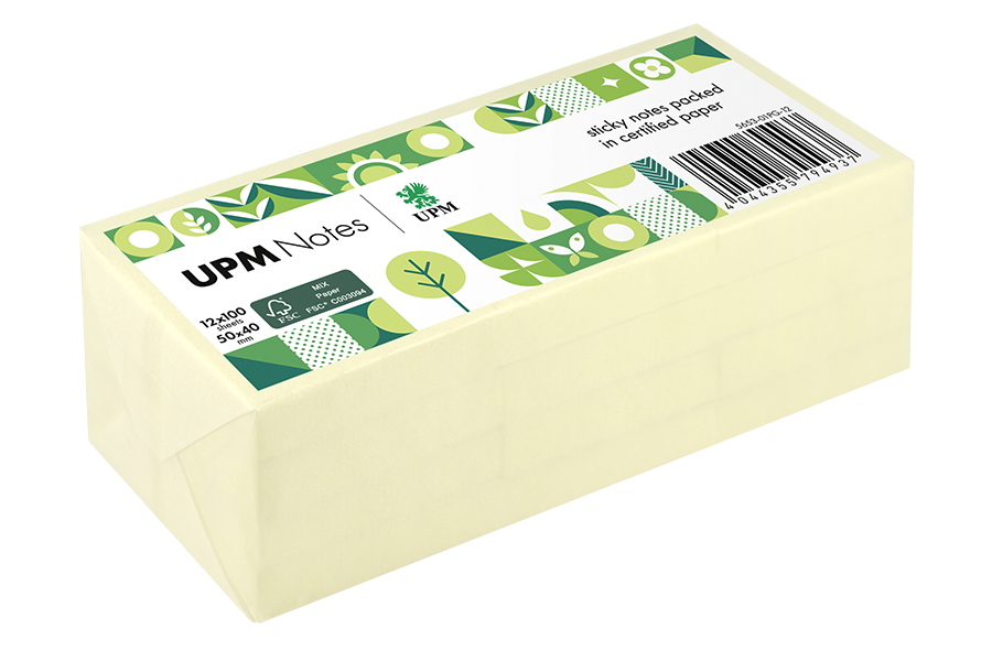 upm-notes-haftnotizen-gelb-50-x-40-mm-12-bl-cke-100-blatt image 1