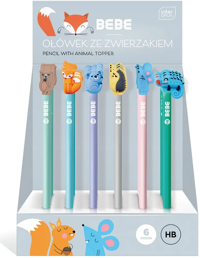 rheita-bebe-kids-bleistift-hb-tieraufsatz-36er-display image 1