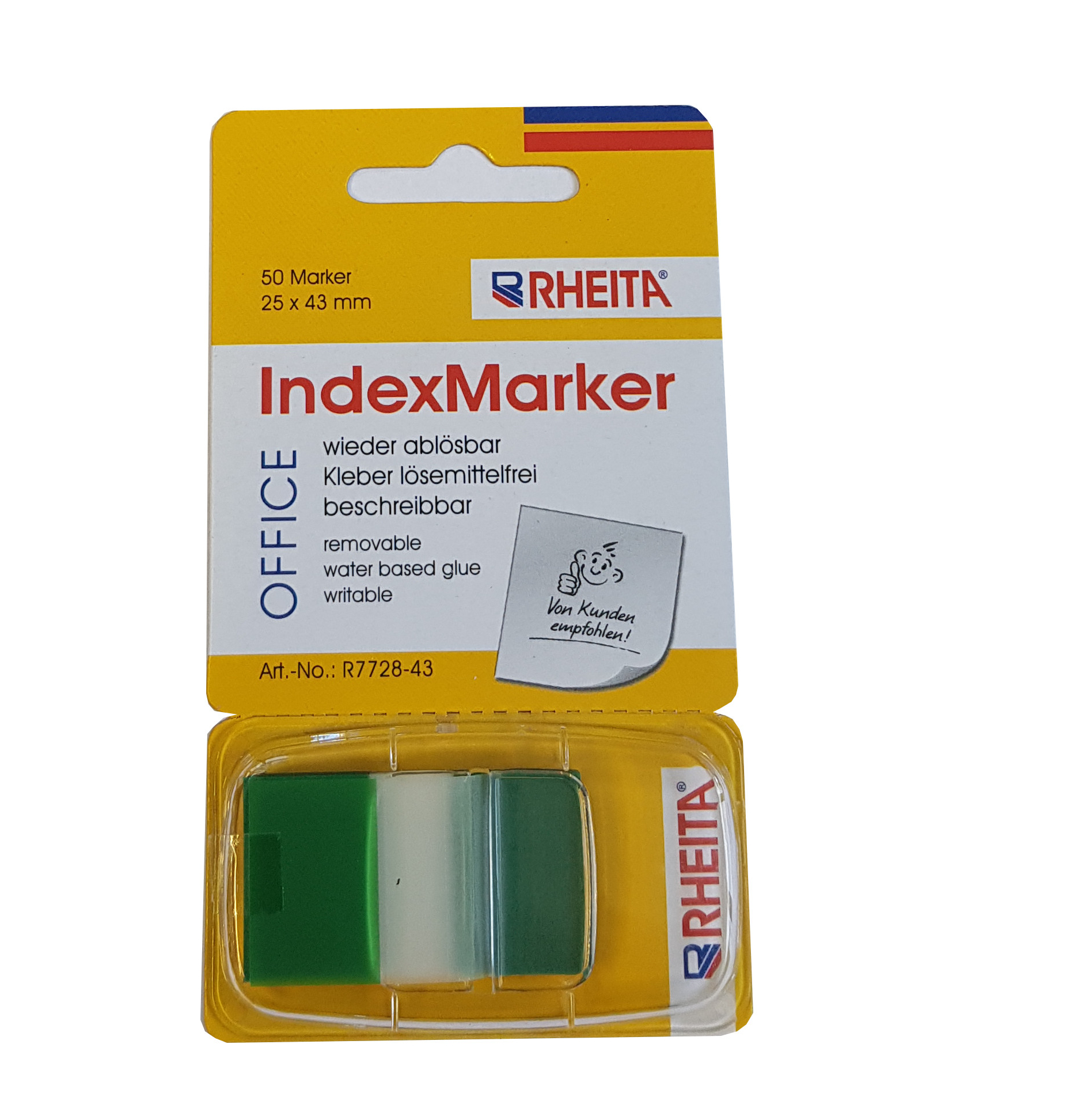 rheita-indexe-folie-im-spender-gr-n-transparent-25-x-43-mm-50-blatt image 1