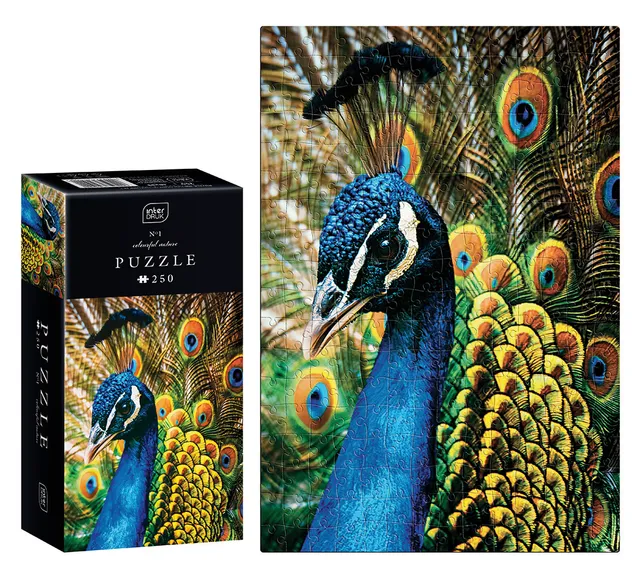 interdruk-puzzle-250-teile-pfau-neon-48-x-33-cm image 1