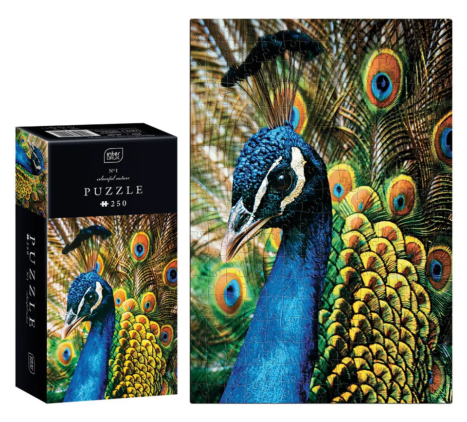 interdruk-puzzle-250-teile-pfau-neon-48-x-33-cm image 1