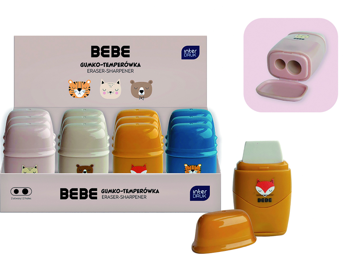 interdruk-bebe-friends-doppelspitzer-radierer-12er-display image 1
