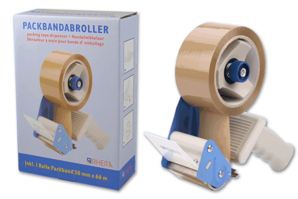 rheita-abroller-f-r-packb-nder-metall-inkl-1-rolle-packband-braun-50-mm-x-66-m image 1