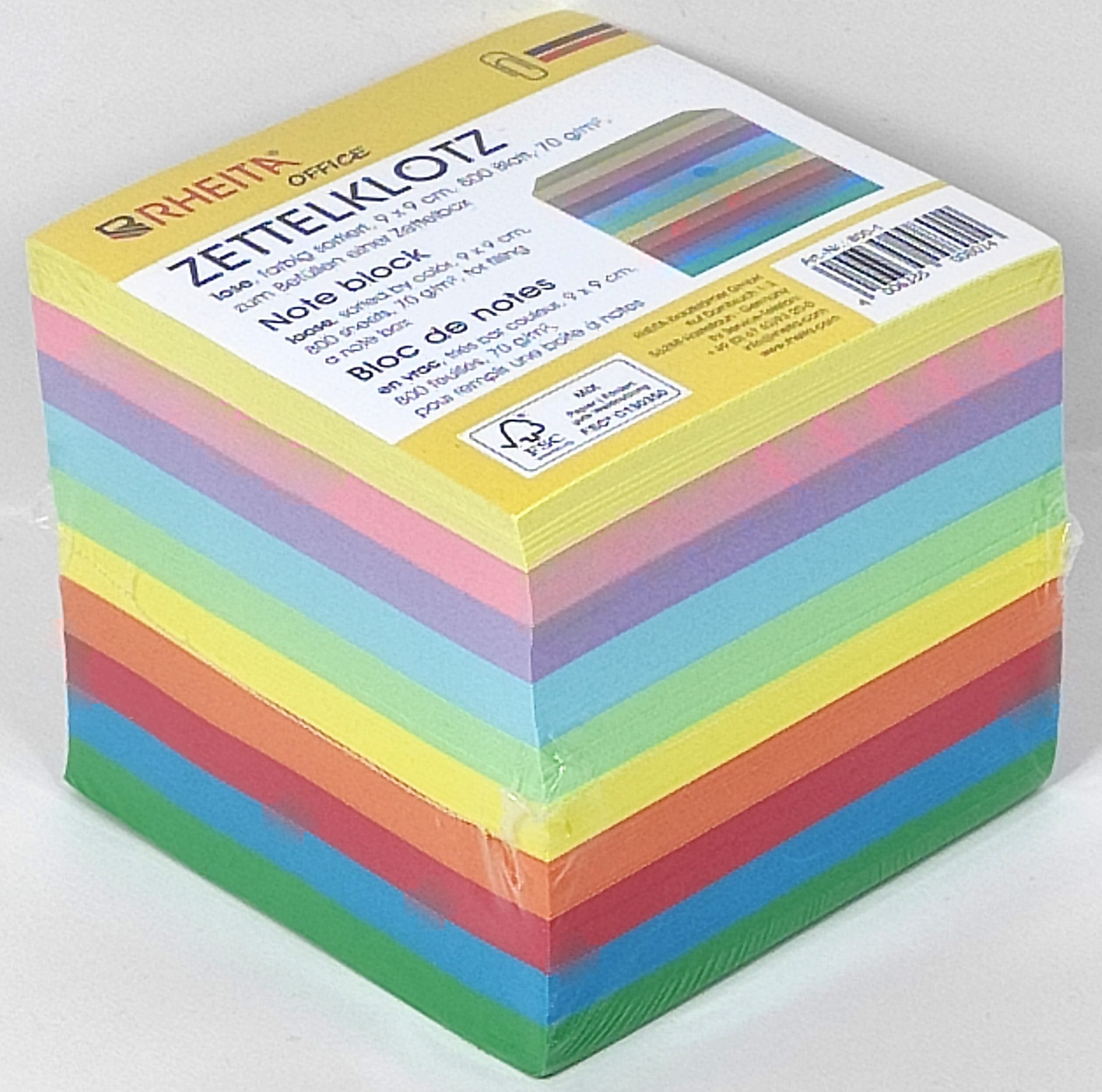 rheita-zettelklotz-farbig-sortiert-lose-9-x-9-cm-800-blatt image 2