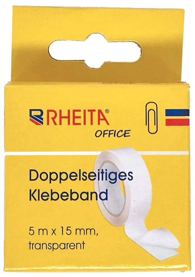 rheita-doppelseitiges-klebeband-5-m-x-15-mm-transparent image 1