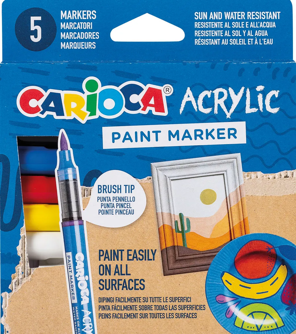 carioca-acrylic-marker-mit-pinsel-spitze-5er-set-wasserbasiert image 1