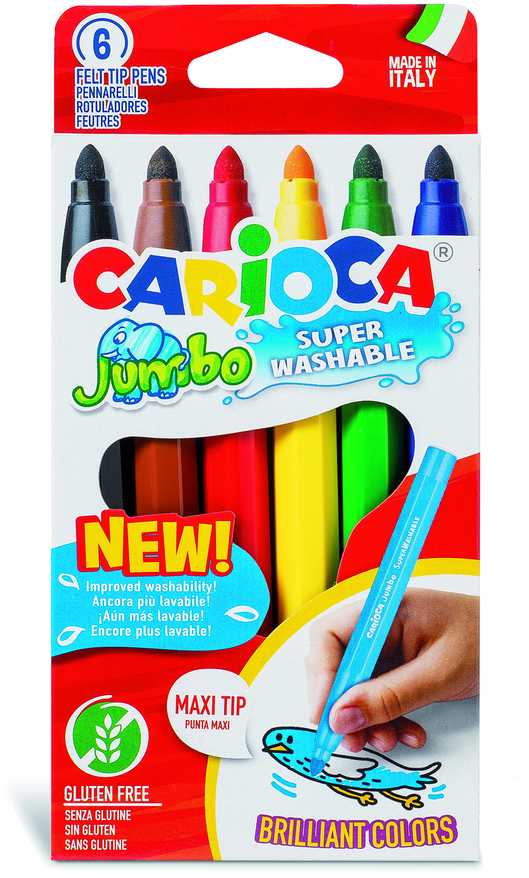 carioca-jumbo-fasermaler-6-st-ck-6mm-spitze-mehrfarbig-glutenfrei image 1