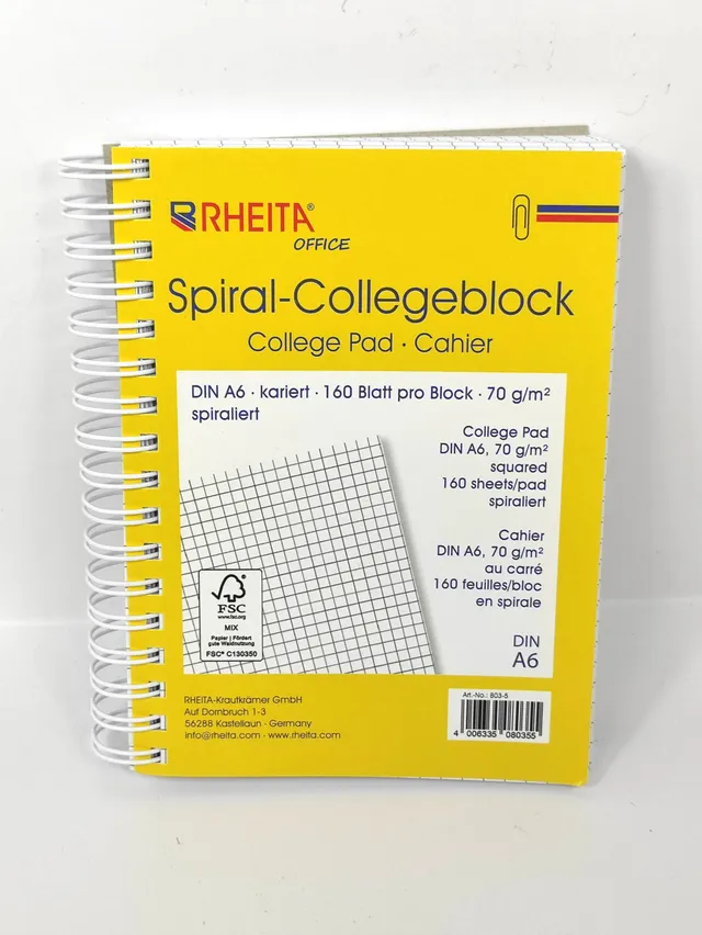 rheita-spiral-collegepad-din-a6-kariert-160-blatt-fsc image 1