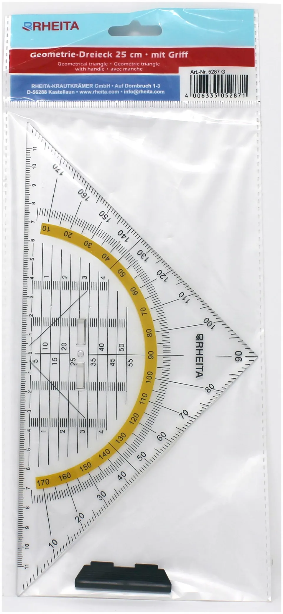 rheita-geodreieck-25-cm-kunststoff-mit-griff-transparent image 1