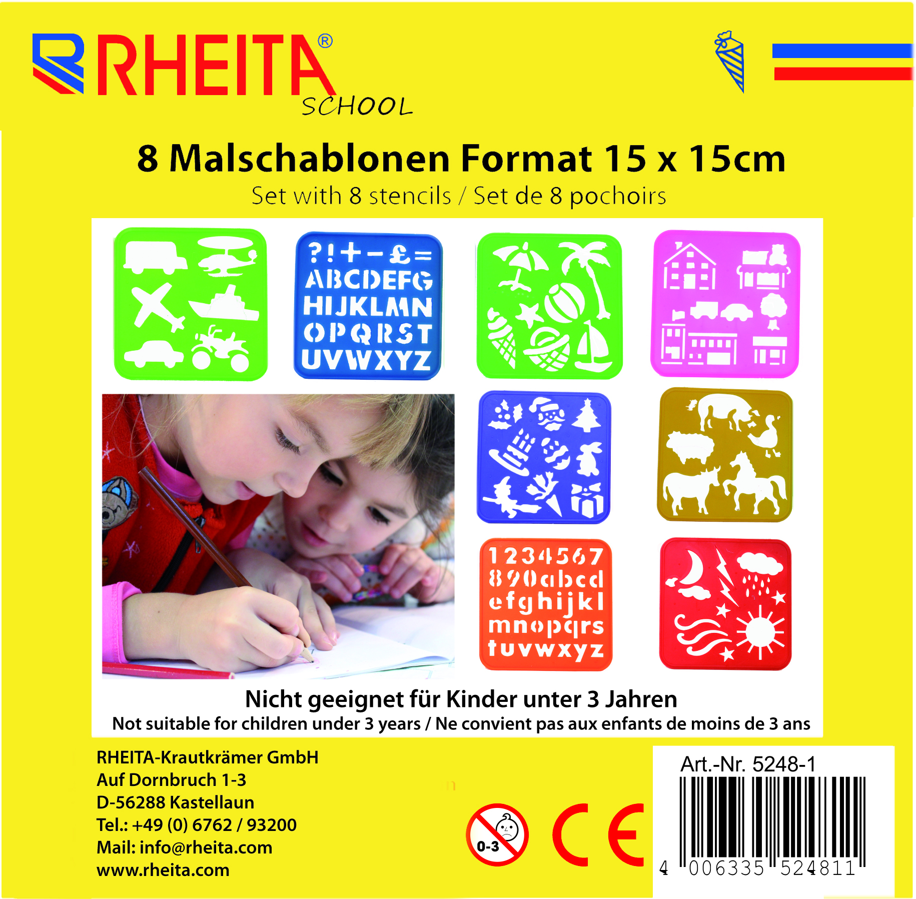 rheita-malschablonen-set-15-x-15-cm-8-themen-farben-sortiert image 1