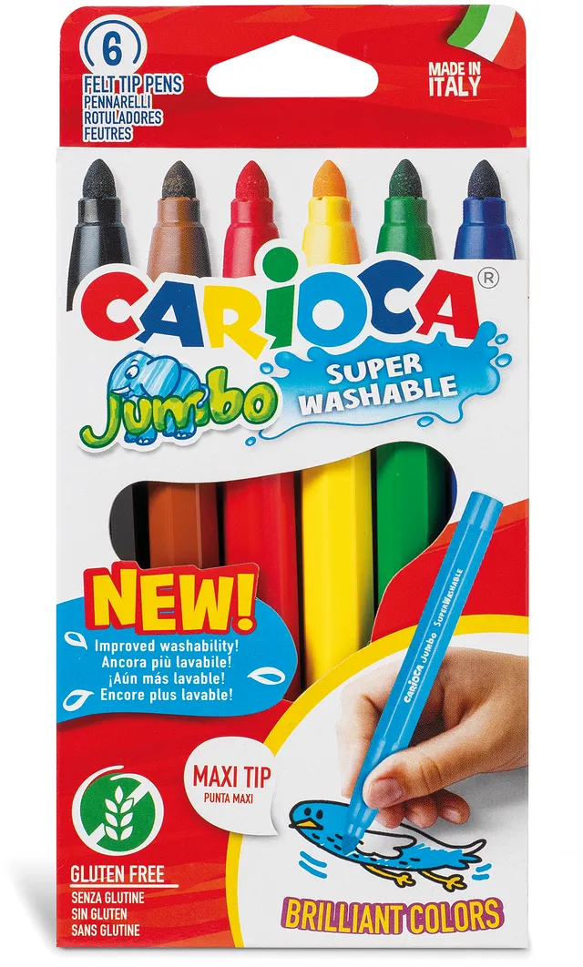 carioca-jumbo-fasermaler-6-st-ck-6mm-spitze-mehrfarbig-glutenfrei image 1