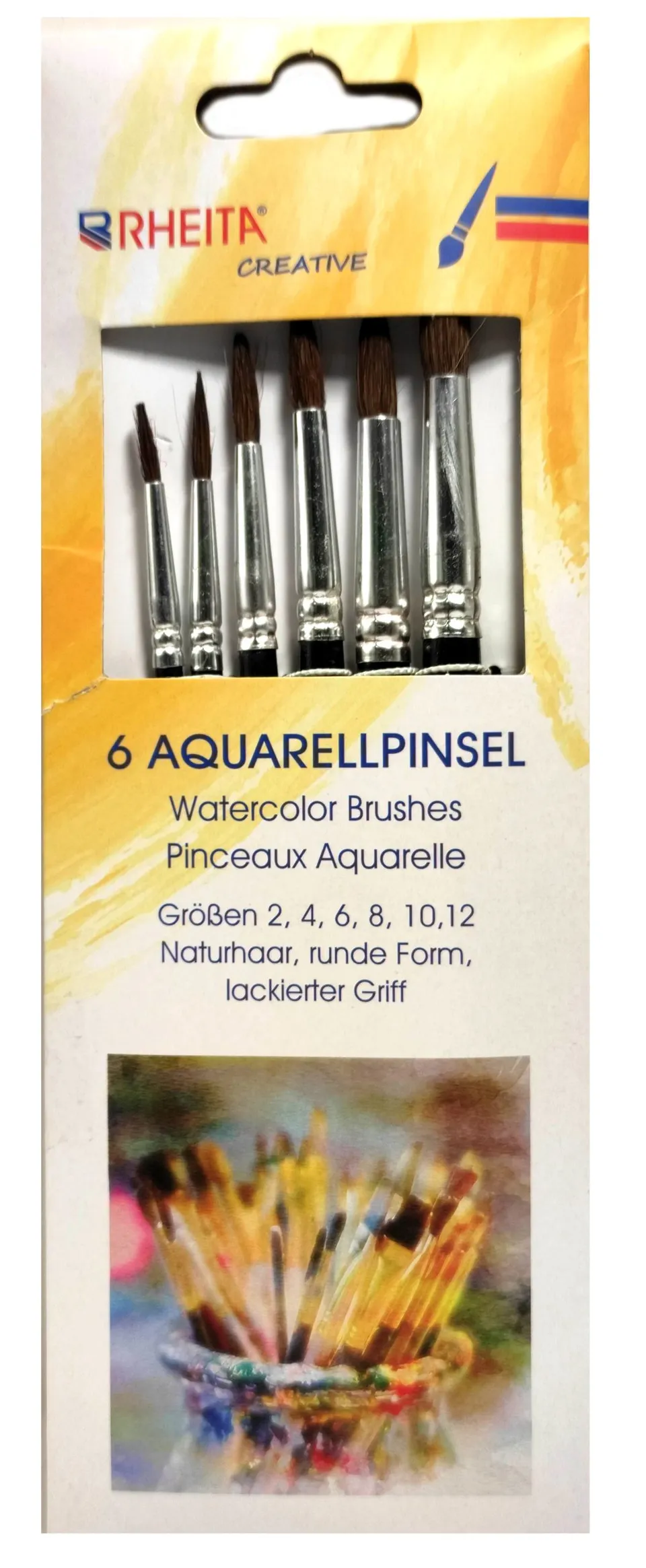 rheita-aquarellpinsel-set-6-teilig-gr-en-2-12-naturhaar-schwarz image 1