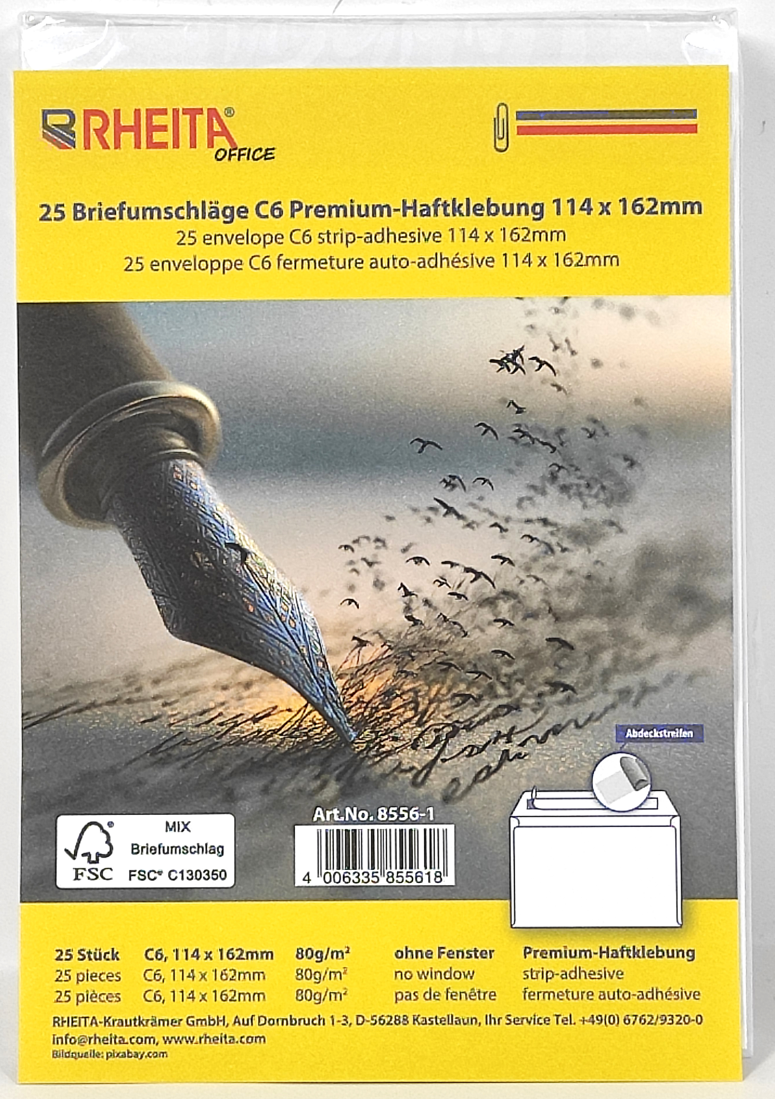 rheita-premium-briefumschlag-c6-114-x-162-mm-ohne-fenster-wei-25-st-ck image 1